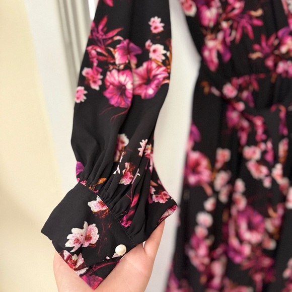 EUC Meghan LA Women's Floral Maxi Dress - Black and Pink - Picture 6 of 7